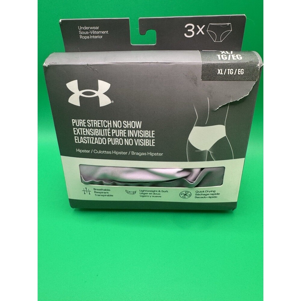 Under Armour Womens Pure Stretch No Show Hipster Underwear 3pack XL (34-37) NEW